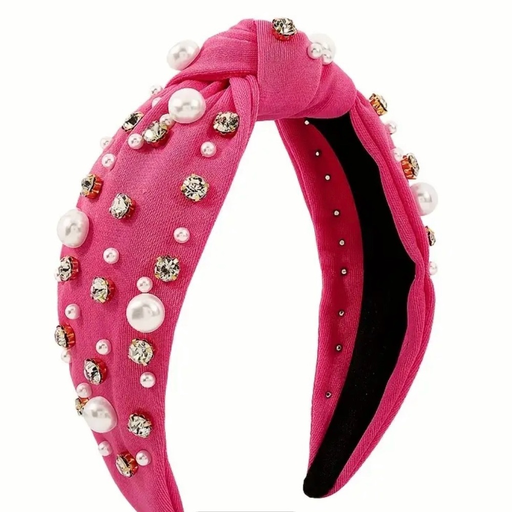 Fuchsia Pearl & Rhinestone Headband